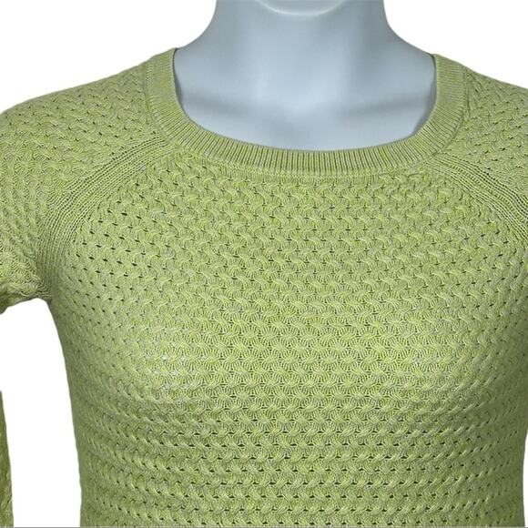 American Eagle Back Zip Crew Neck Neon Yellow Green Marble Sweater Size Small - Picture 3 of 14